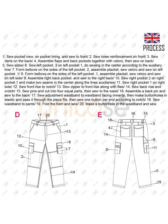 MOLDE PANTALON CARGO HOMBRE RT 2414
