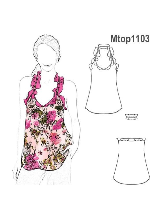 TOP VUELOS MUJER, ADORNO VUELOS EN ESCOT