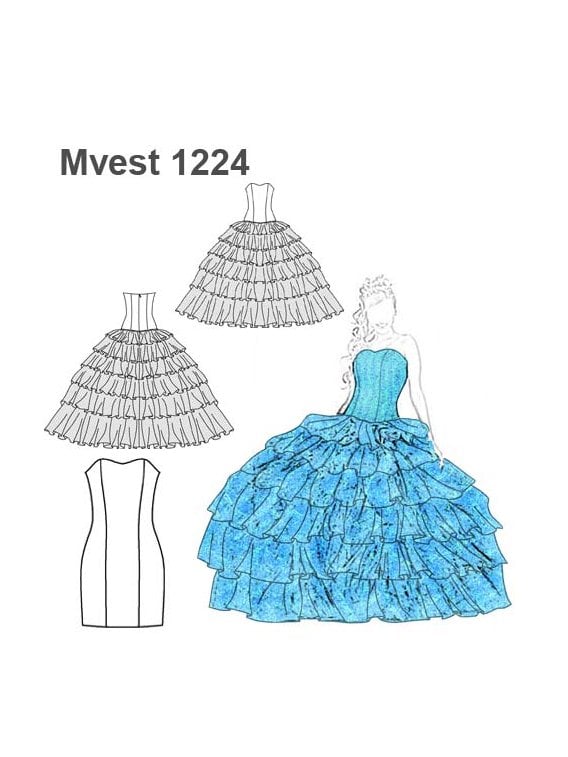 MOLDE VESTIDO FIESTA 15 MUJER 1224