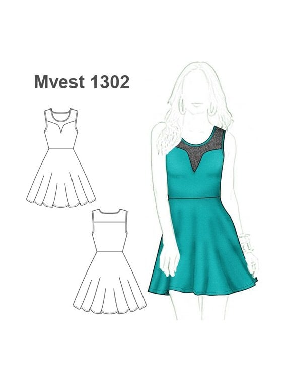 VESTIDO EVASE CORTE CORAZON