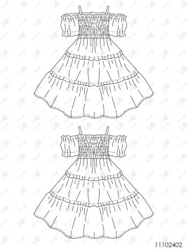 MOLDE VESTIDO CON VUELOS NIÑA 2402