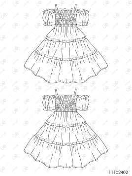 MOLDE VESTIDO CON VUELOS NIÑA 2402