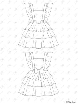 MOLDE VESTIDO CON VUELOS NIÑA 2403