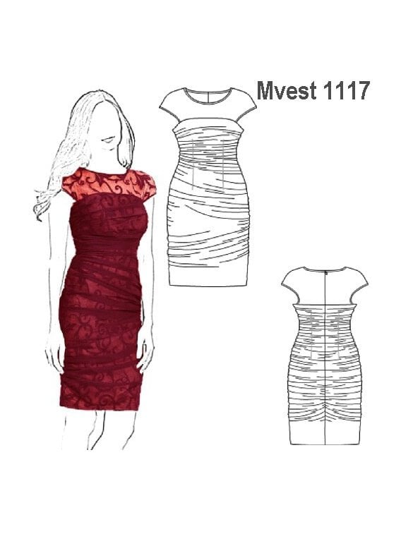 VESTIDO ENCAJE MUJER CON RECOGIDOS.