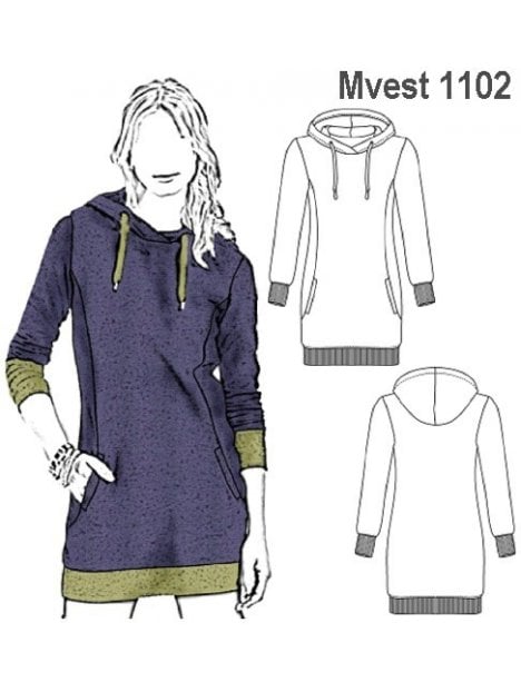 VESTIDO CAPUCHíñN MUJER, CORTE DELANTERO,