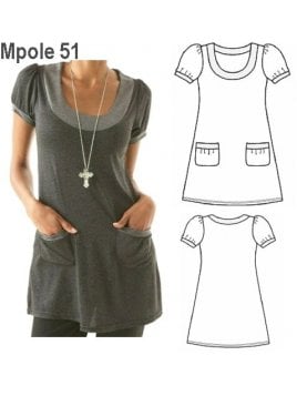 POLERA BOLSILLOS MUJER, LARGA 