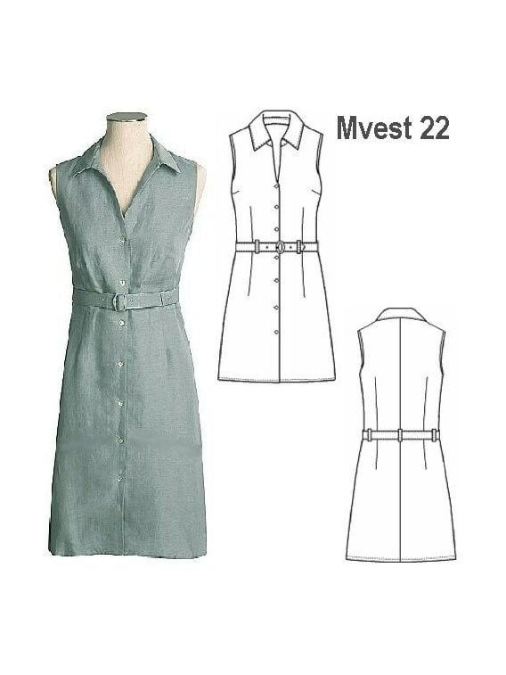 VESTIDO CAMISERO SIN MANGAS MUJER.