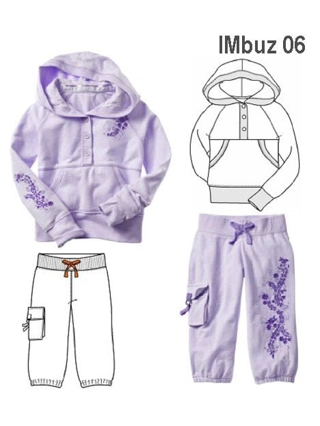 BUZO BOMBACHO NIÑA, PATA Y BOTONES, BOLS