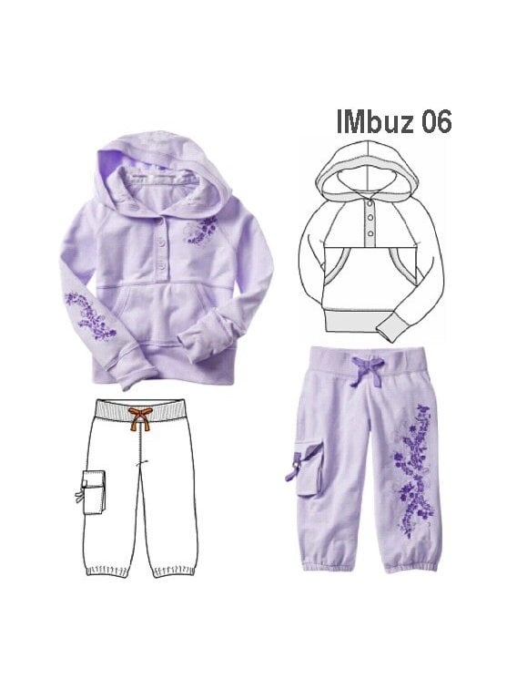 BUZO BOMBACHO NIÑA, PATA Y BOTONES, BOLS