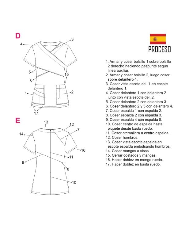 MOLDE BLUSA SANITARIA MUJER 2103