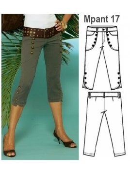 PANTALON PITILLO BOTONES MUJER, LARGO BA