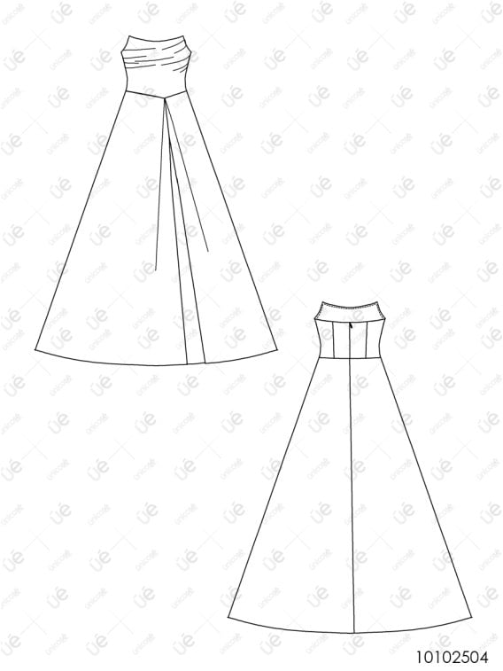 Molde vestido novia 2504 Digital (PDF, AI, DXF) e impreso