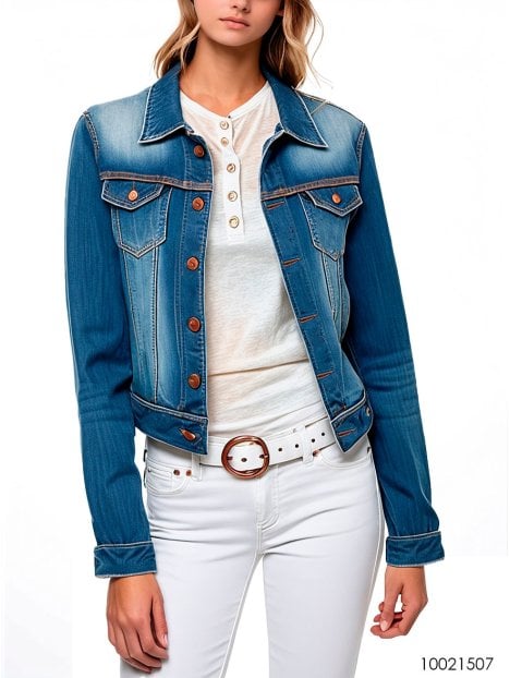 MOLDE: CHAQUETA JEANS BASICA MUJER 1507