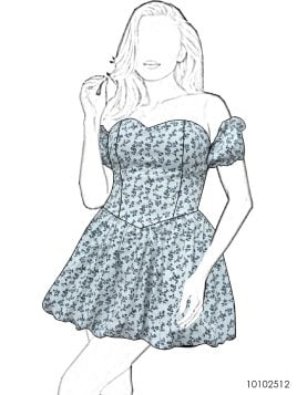 MOLDE VESTIDO MINI GLOBO MUJER 2512