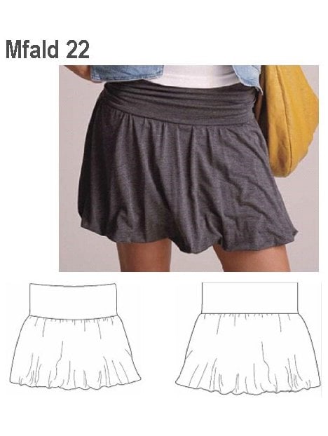 FALDA GLOBO MUJER, PRETINA DOBLADA.