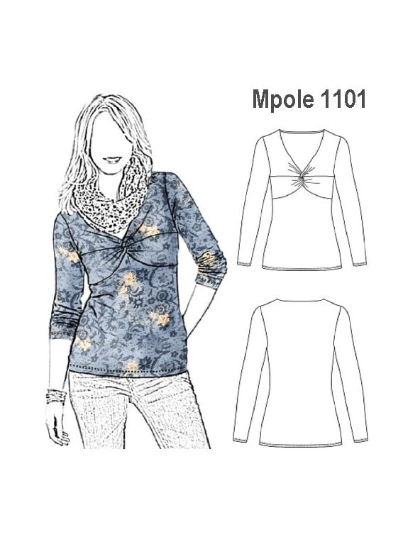 POLERA NUDO BUSTO MUJER, CORTE Y ANUDADA