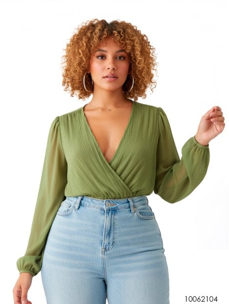 Molde blusa cruzada mujer 2104 PDF, AI, DXF e impreso