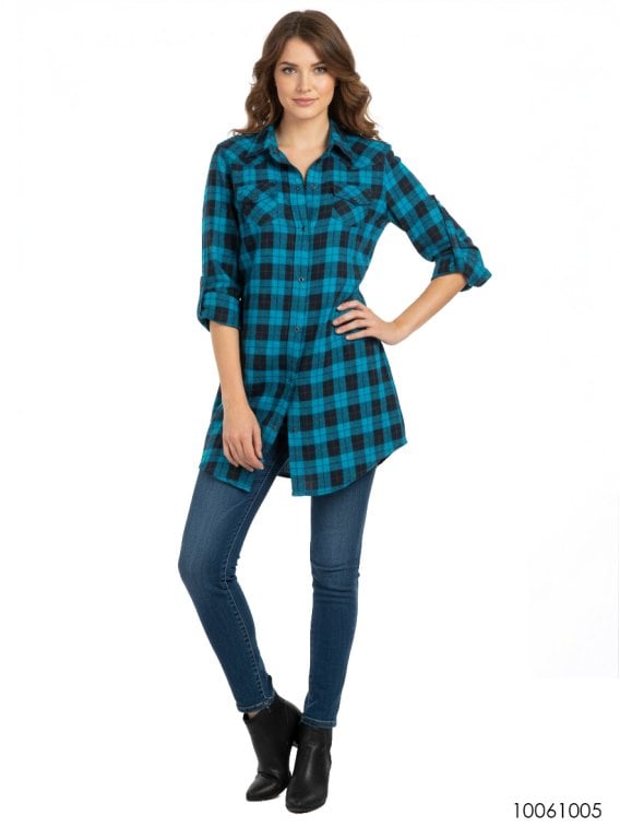 BLUSA CAMISERA LARGA MUJER 1005