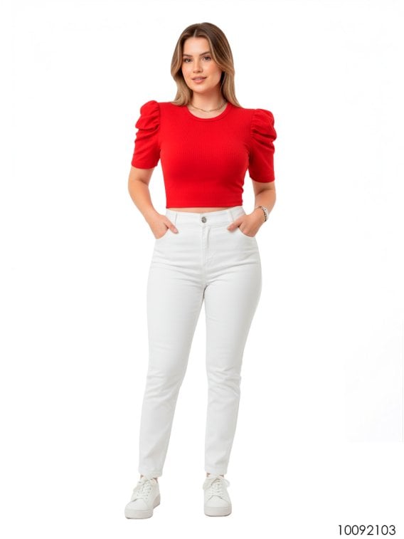 POLERA MANGA GLOBO MUJER 2103