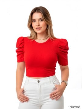 POLERA MANGA GLOBO MUJER 2103