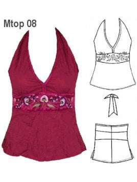 TOP CINTURA BORDADADA MUJER, AMARRADO EN