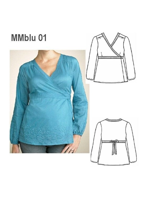 BLUSA MATERNAL CRUZADA, CORTE BAJO BUSTO