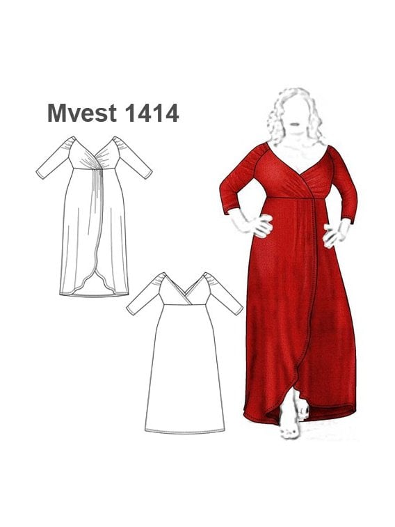 VESTIDO LARGO ESCOTE V CRUZADO