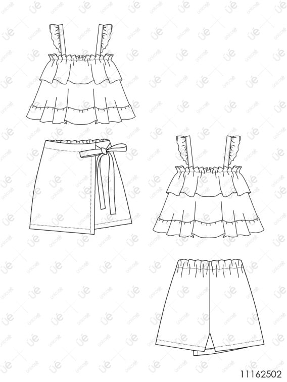 MOLDE CONJUNTO TOP Y FALDA SHORT NIÑA 2502