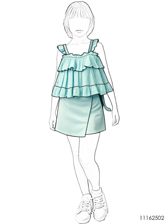 MOLDE CONJUNTO TOP Y FALDA SHORT NIÑA 2502