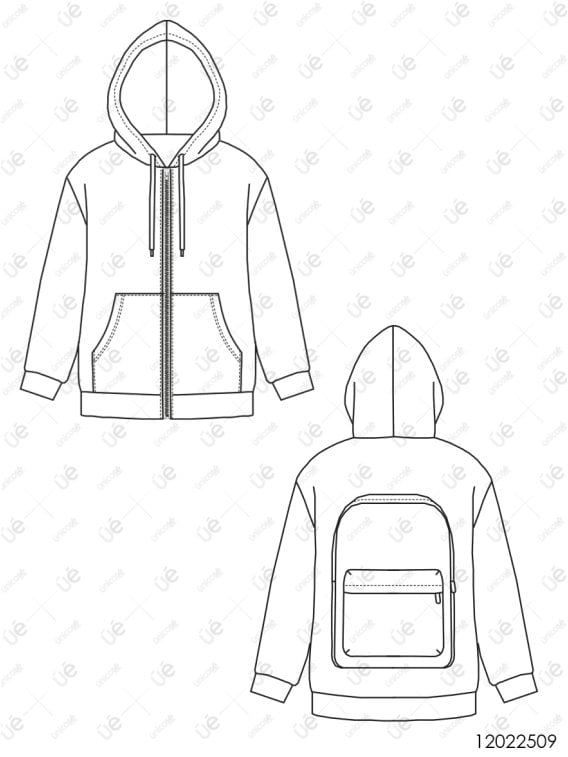 MOLDE SUDADERA CON MOCHILA IHchaq 2509