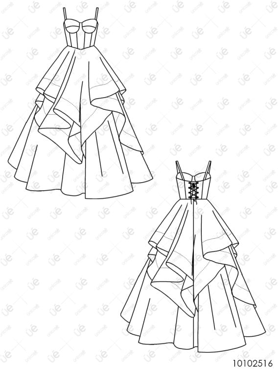 MOLDE VESTIDO LARGO MUJER 2516