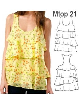 TOP VUELOS MUJER, ESPALDA TIPO CAMISETA.