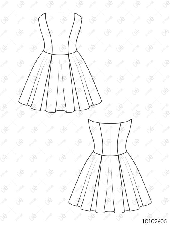 MOLDE VESTIDO STRAPLESS MUJER 2605