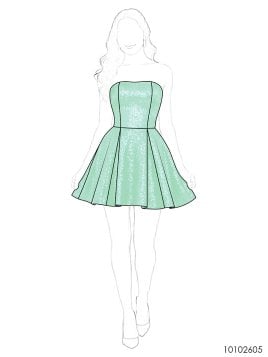 MOLDE VESTIDO STRAPLESS MUJER 2605