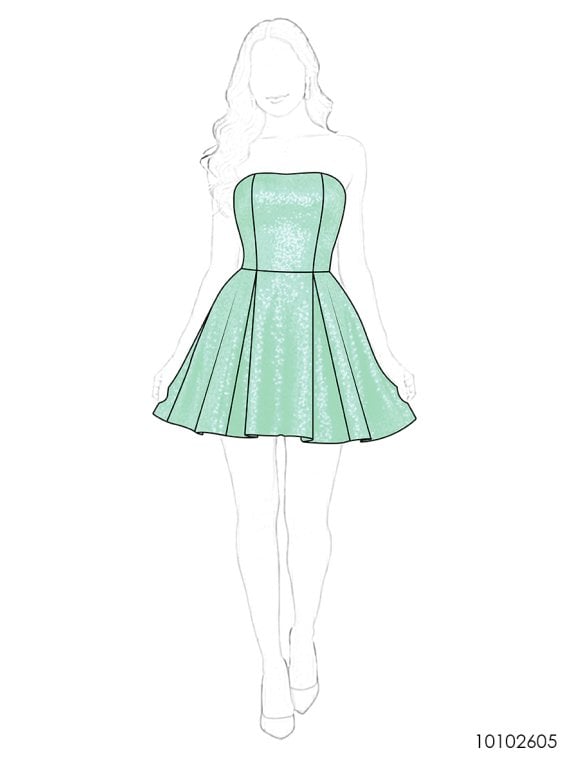 MOLDE VESTIDO STRAPLESS MUJER 2605