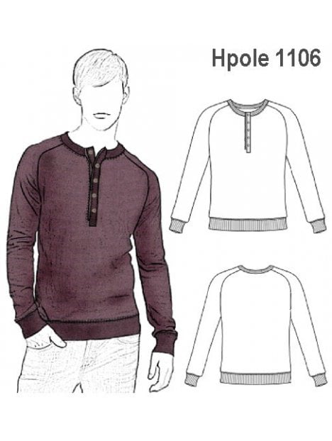 POLERA CON PATA HOMBRE, MANGA RAGLAN.