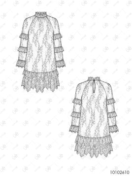 MOLDE VESTIDO VOLADOS MUJER 2610
