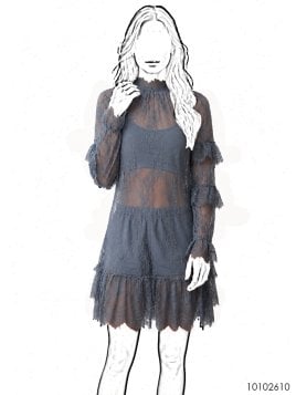 MOLDE VESTIDO VOLADOS MUJER 2610