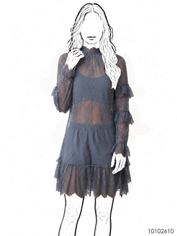 MOLDE VESTIDO VOLADOS MUJER 2610