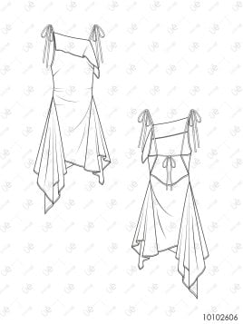 MOLDE VESTIDO ASIMETRICO MUJER 2606