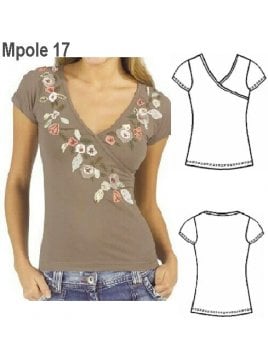 POLERA CRUZADA MUJER, MANGA CORTA.