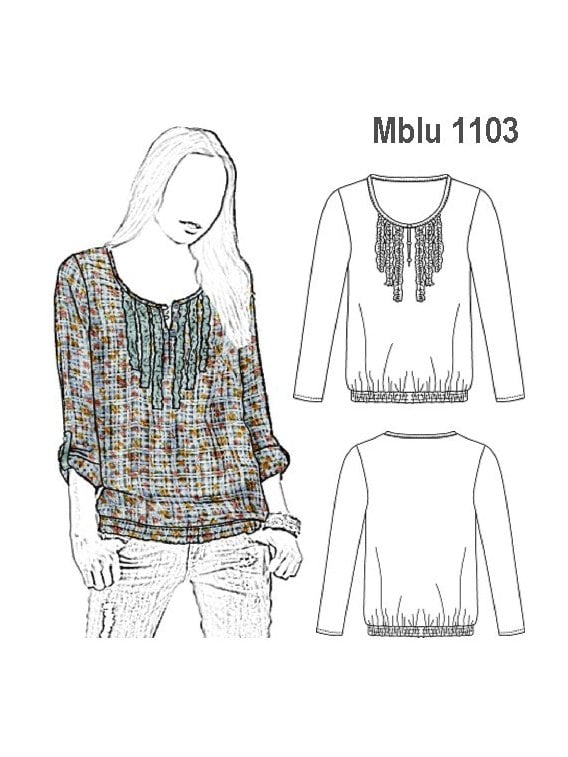 BLUSA PRETINA ELASTICADA, 