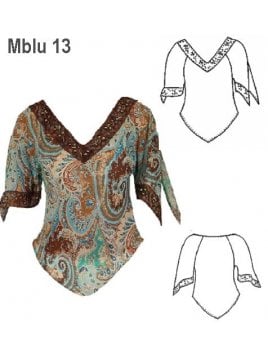 BLUSA EN PUNTA MUJER, MANGA CON ABERTURA