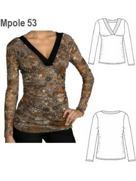 POLERA MODA ESCOTE "V" MUJER, CORTE BAJO