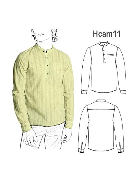 CAMISA CUELLO MAO HOMBRE SEMI ENTALLADA,