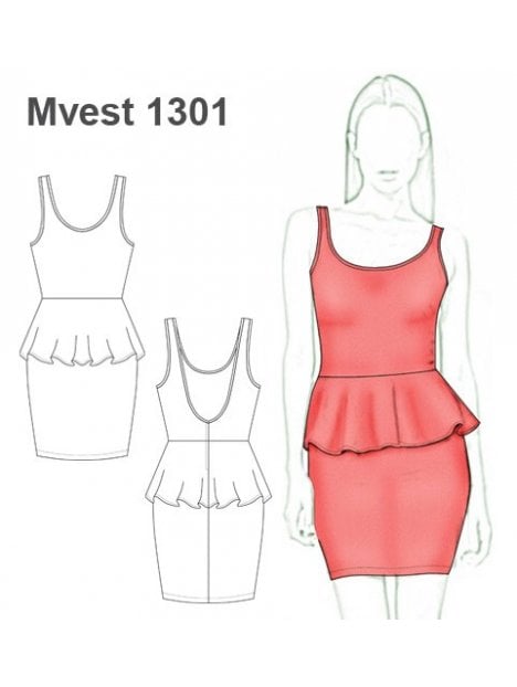 VESTIDO PEPLUM CORTE EN CINTURA