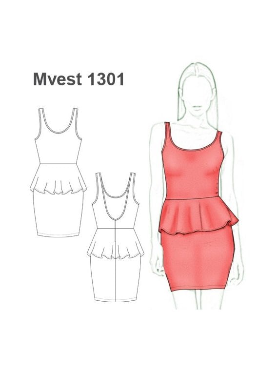 VESTIDO PEPLUM CORTE EN CINTURA