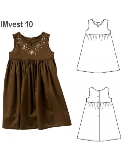 Molde vestido canesú niña 0910 PDF, AI, DXF e impreso