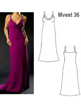 VESTIDO CUELLO DRAPEADO MUJER AL SESGO,