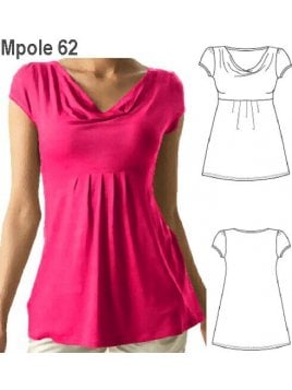 POLERA CUELLO DRAPEADO MUJER,